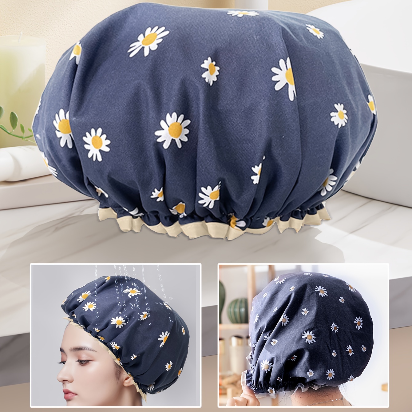 Waterproof Reusable Shower For Women Large Size Bonnets For Hair Protection  And Comfort Bathroom Accessories - Beauty & Health - Temu Canada