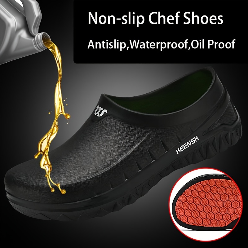 

Men's Solid Colour Waterproof & Oil Proof Chef Shoes, Comfy Non Slip Rubber Sole Durable Eva Kitchen Shoes, Men's Functional Footwear