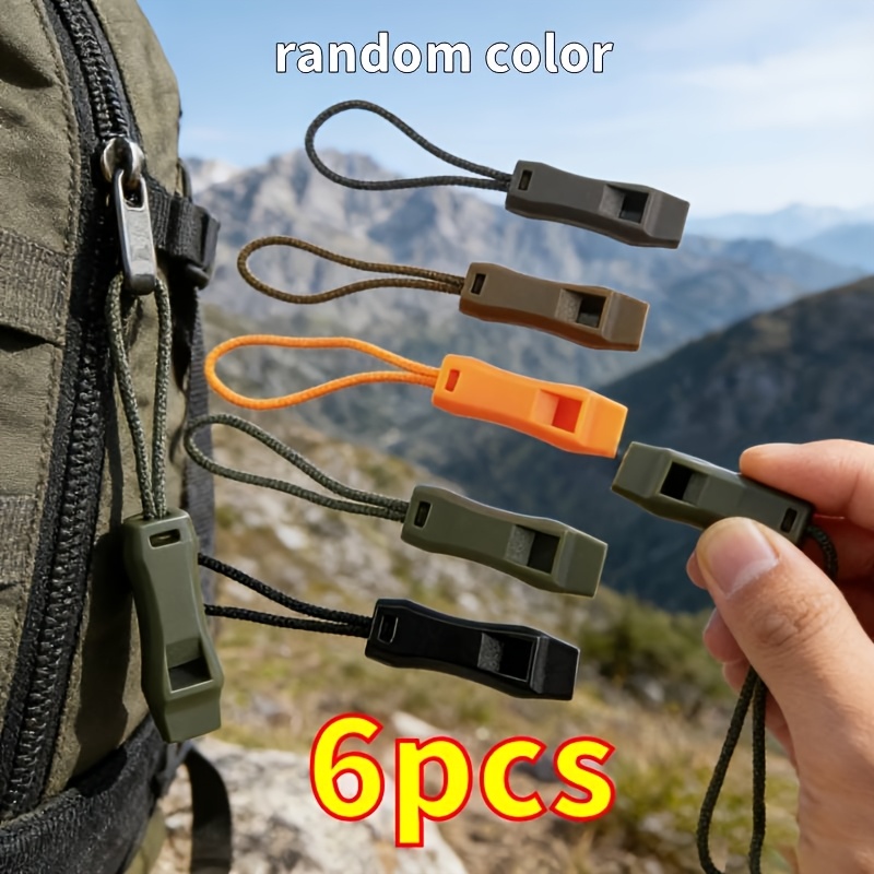 TEMU Lot de 6 mini-sifflets portables et fermetures à cordon, couleurs aléatoires, idéal pour les amateurs d', le camping, l'équipement de survie, la