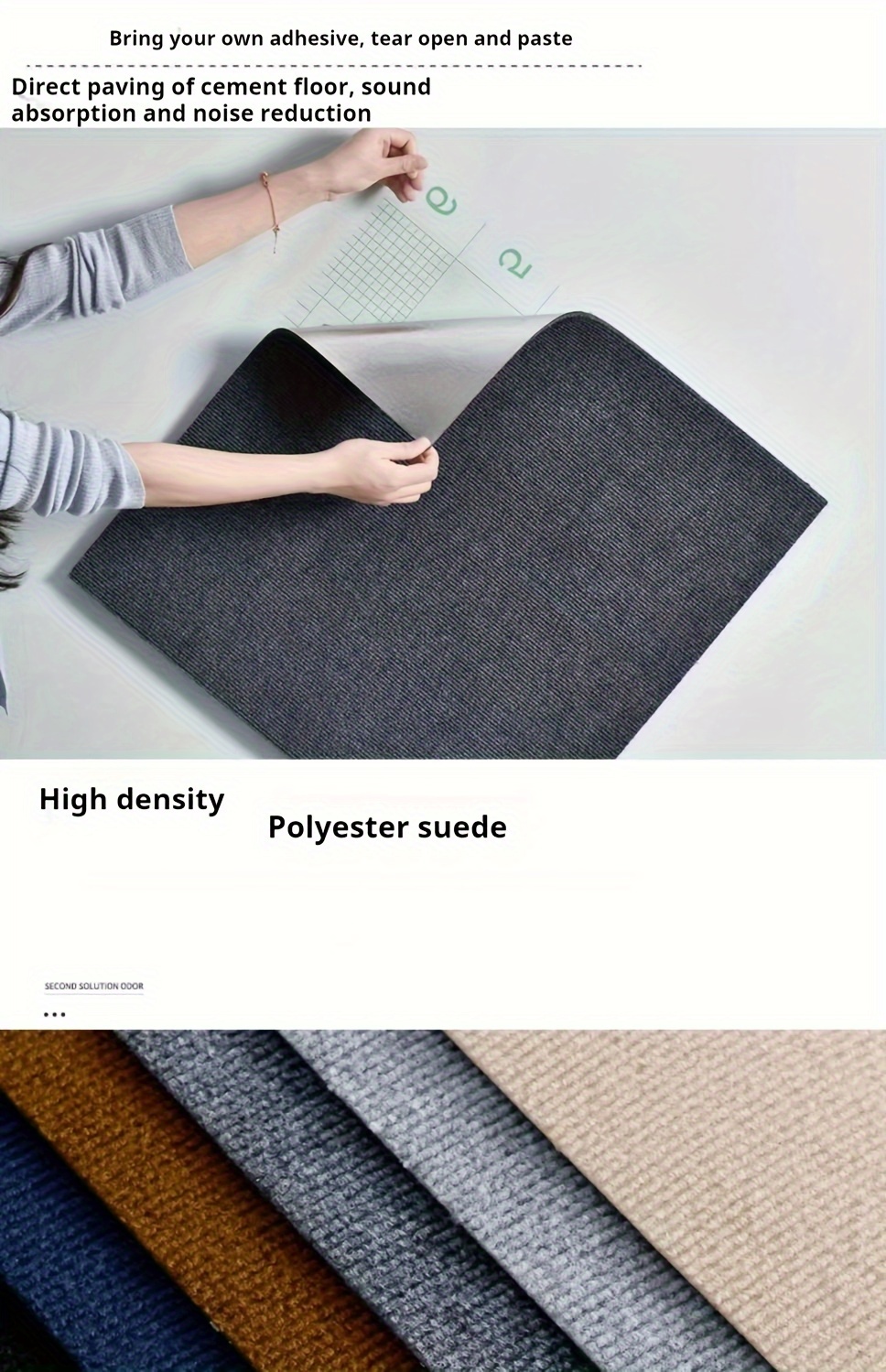 square self   carpet tiles for office and home non slip   polyester area rugs machine made solid   for room office and porch decor pack of multiple pieces details 2