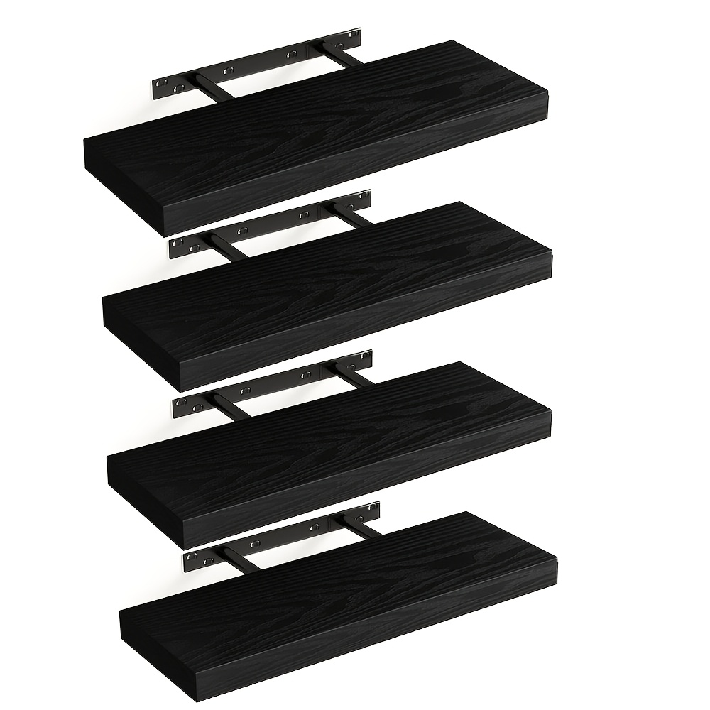 TEMU 2026 Wall Mounted Storage Rack 4pcs Floating Wall Rack, Used For Walls, Fixed Storage Rack, Wall Mounted Wooden Wall Rack, Used For Room