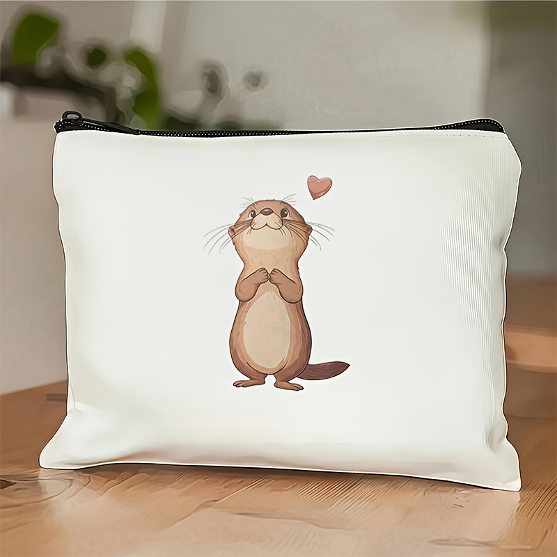 TEMU Eine leichte Reise-Kosmetiktasche mit Otter- und , hergestellt aus strapazierfähigem Stoff, geeignet für Reisen, Büro und den täglichen Gebrauch