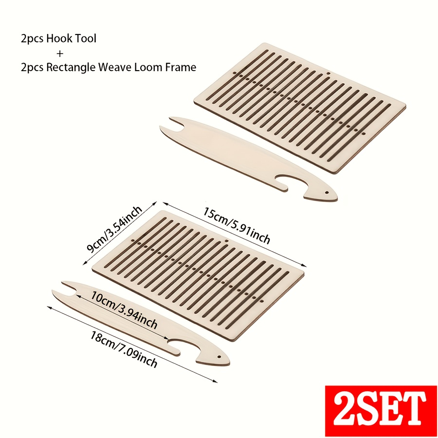 TEMU 4pcs Wooden Weaving Machine (2pcs Weaving 2pcs Shuttle) Diy Handmade Gift Making Tool, Handmade Gift Making Holiday Souvenir Making, Family