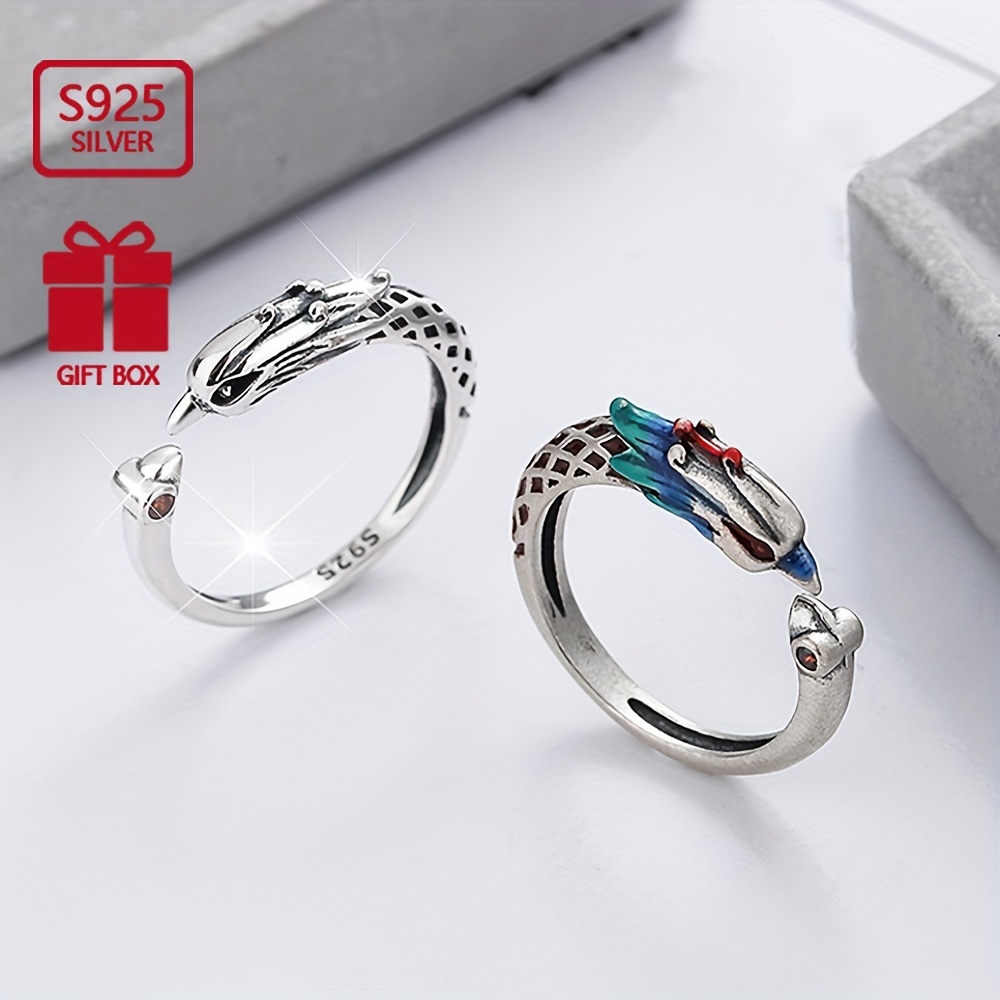 S925 Pure Silvery Creative Ethnic Drop Ring