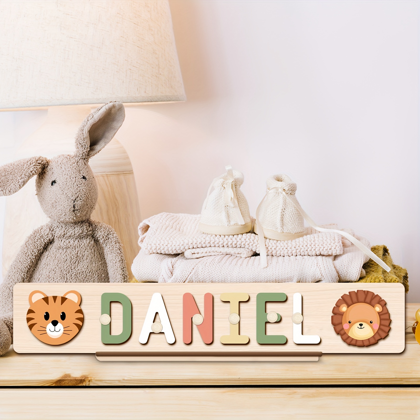 Custom Personalized Name Puzzles, Khaki Color, Early Education Toy