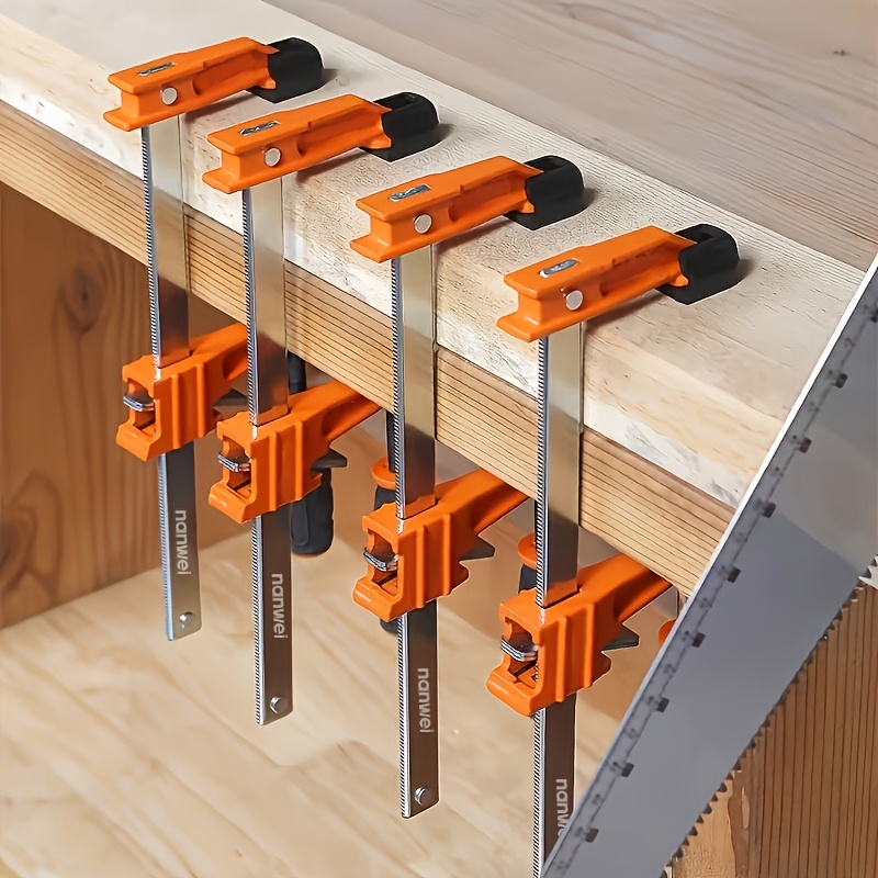 TEMU Nanwei 4pcs Heavy Duty Steel Wood Clamp Set, 6-inch Bar Clamps, Quick Release Sliding Trigger F-clamps, 300 Lbs Load Capacity, For Woodworking,