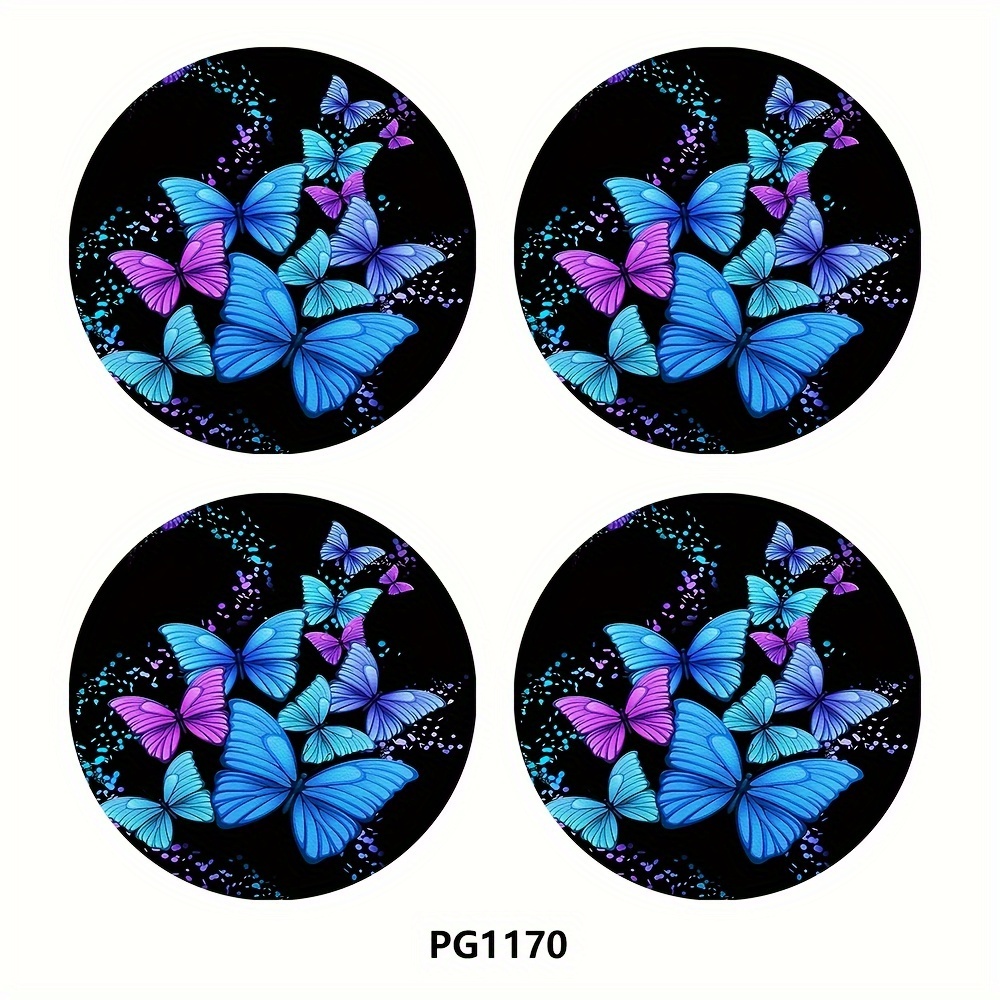 TEMU 4pcs Car Coaster, 2.75in Round Pu Leather Trim Car Coaster, , Beverage Mat For Car Interior Accessories, Decorative Coaster