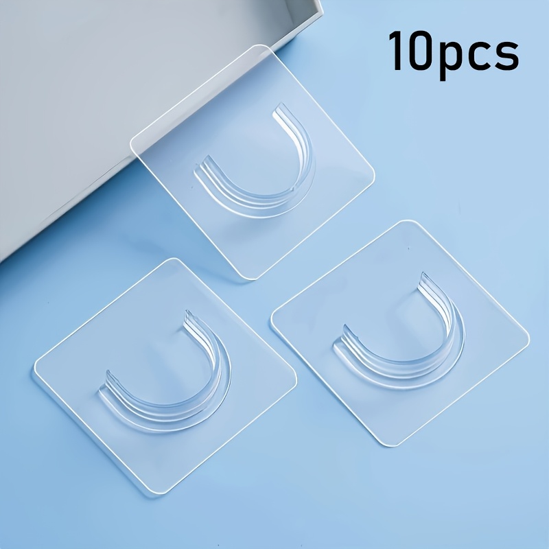 TEMU Ensemble de 10 supports de fixation de tringle télescopique, fixateurs de corde à linge adhésifs perçage, base de tringle de suspension de