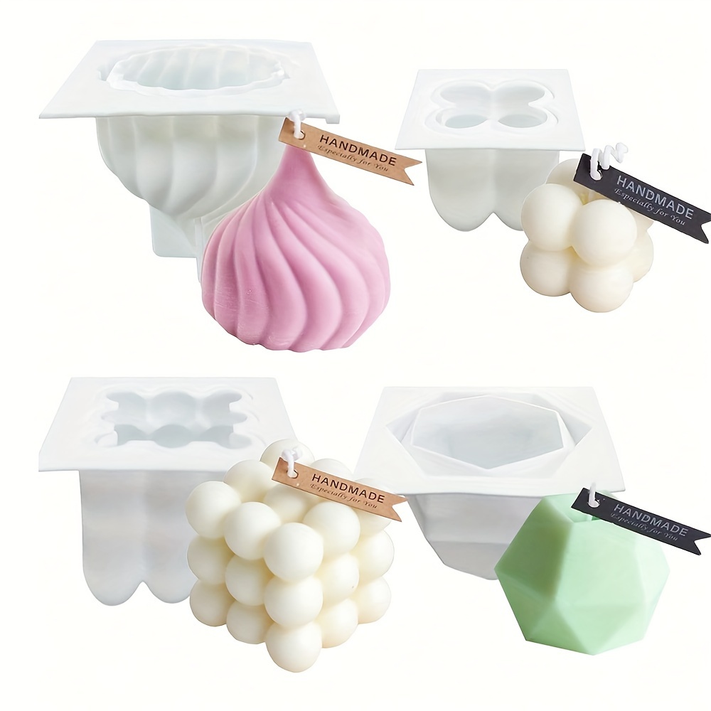 

Ensemble de 4 moules à bougies en silicone, moules à cire d'aromathérapie faits main, kit de moules en plâtre de irrégulières pour des bougies uniques et une décoration intérieure