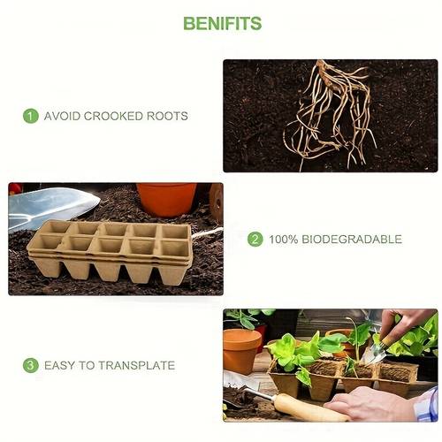 120 Cells Peat Pots Seed Starter Trays, 12 Packs Seedling Pots Germination Trays, Plant Starter Kit With 10pcs Plant Labels And 2 Tools Plant Trays For Pots Seedling Tray