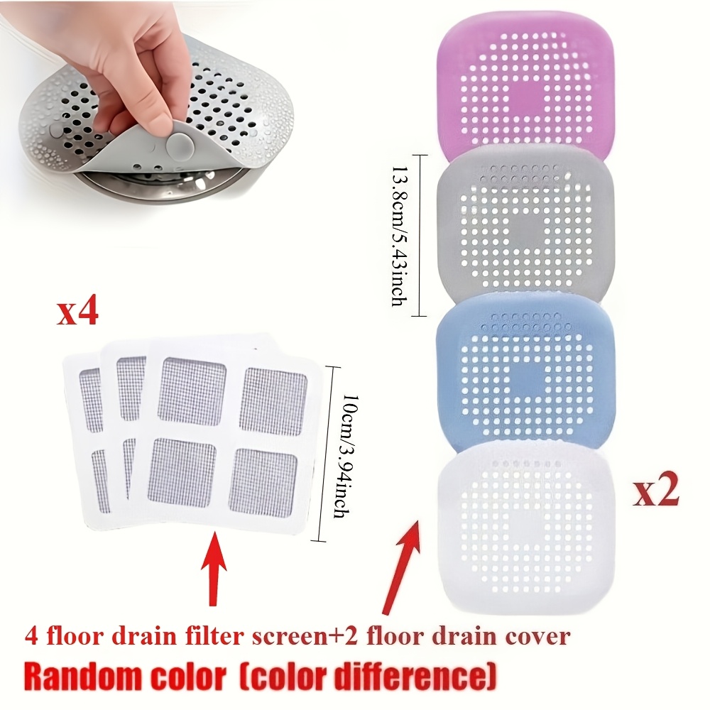 TEMU Ensemble de 6 filtres d'égout anti-obstruction de couleurs aléatoires, couvercles de drain de baignoire et de douche, adaptés aux cuisines, de