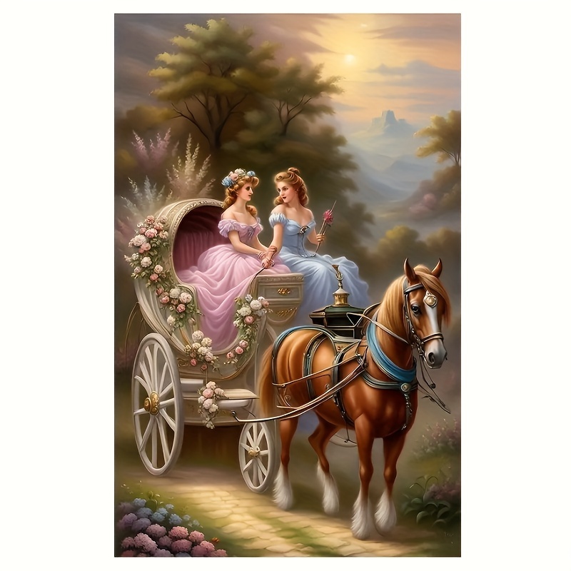 

Princess & Carriage 5d Diy Diamond Painting Kit, Round Acrylic Gems, Frameless Art Craft For Wall Decor, Perfect Surprise Gift Diamond Art Accessories Diamond Painting Accessories