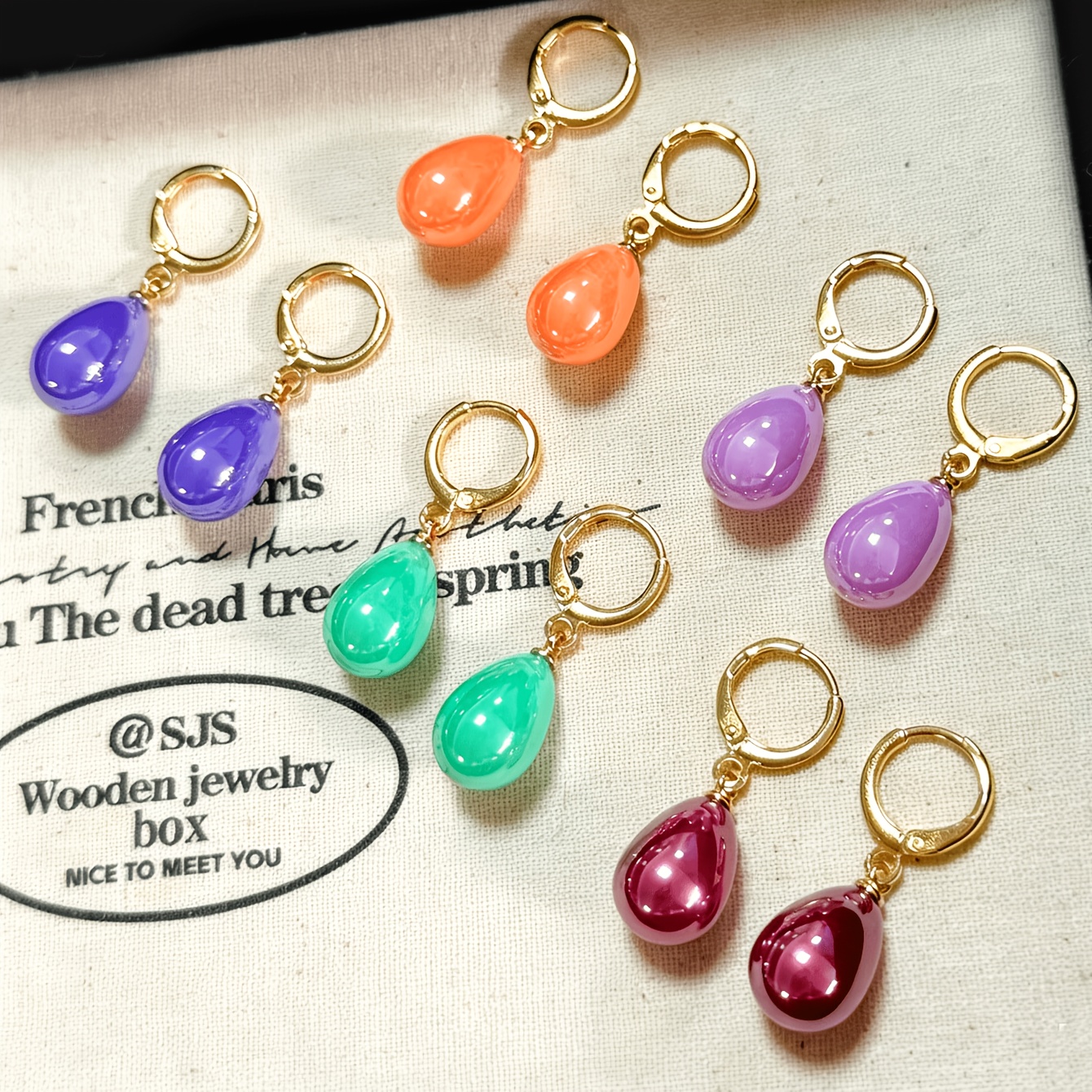 5 Pairs Vintage Hollow-Out Geometric Teardrop Earrings
