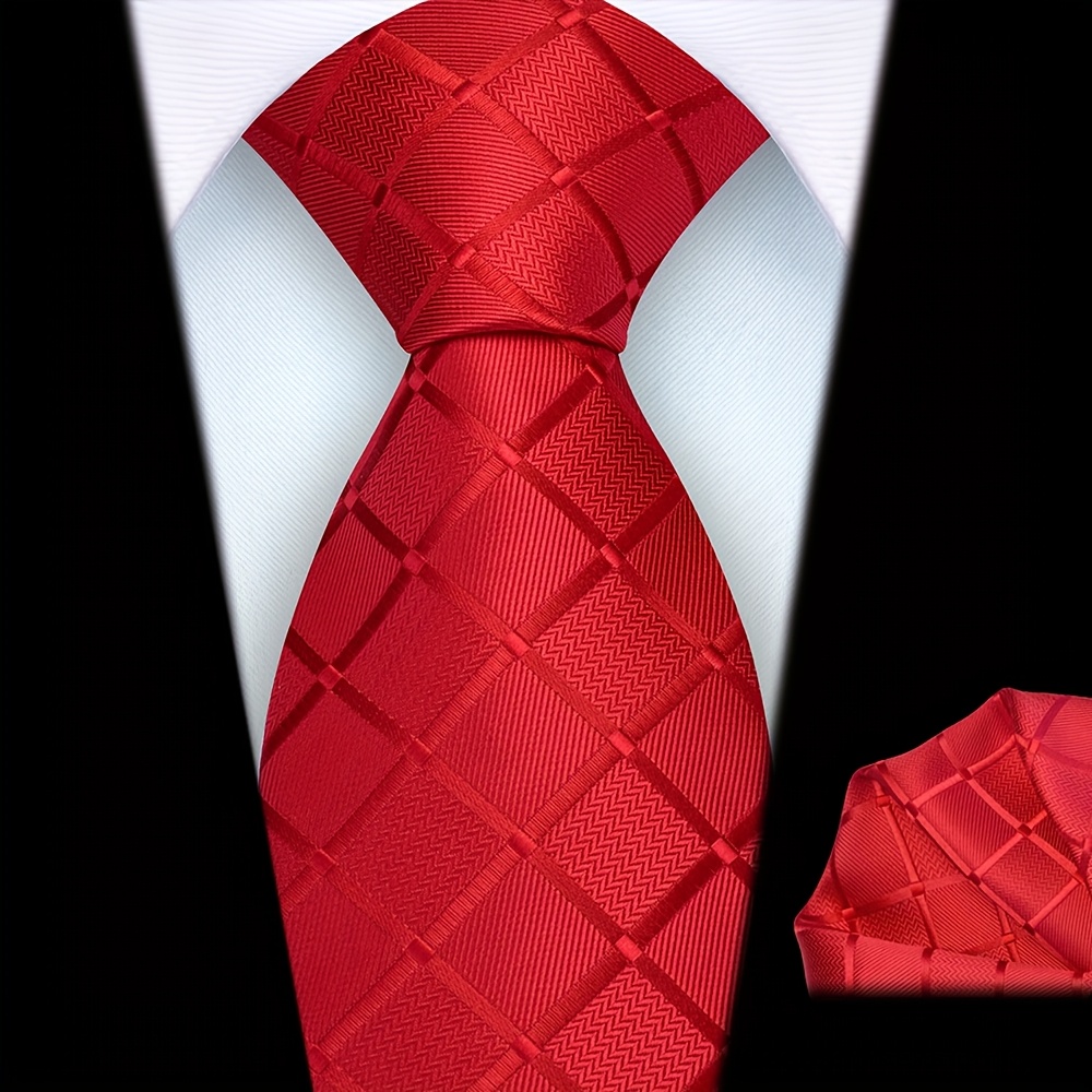 TEMU Ricnais 2pcs Men's 8cm Tie And Pocket Square Set - High-quality Classic Wedding Party Business Accessories, Groomsmen Gifts Christmas Presents