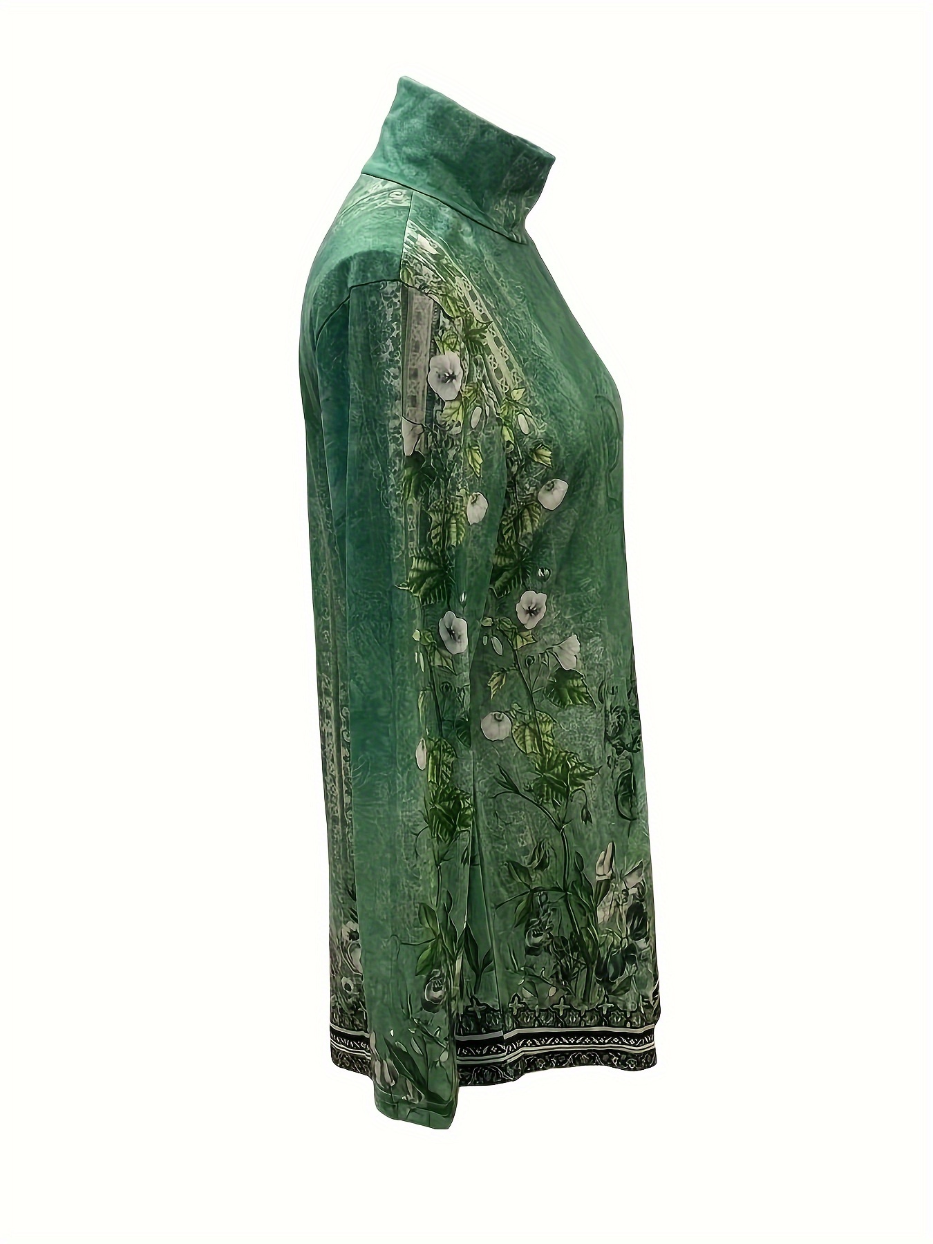 Ethnic Floral Print Tunics Vintage High Neck Long Sleeve - Temu
