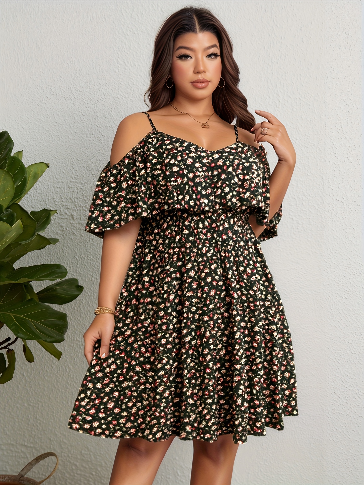 plus size plus size elegant directional small floral print