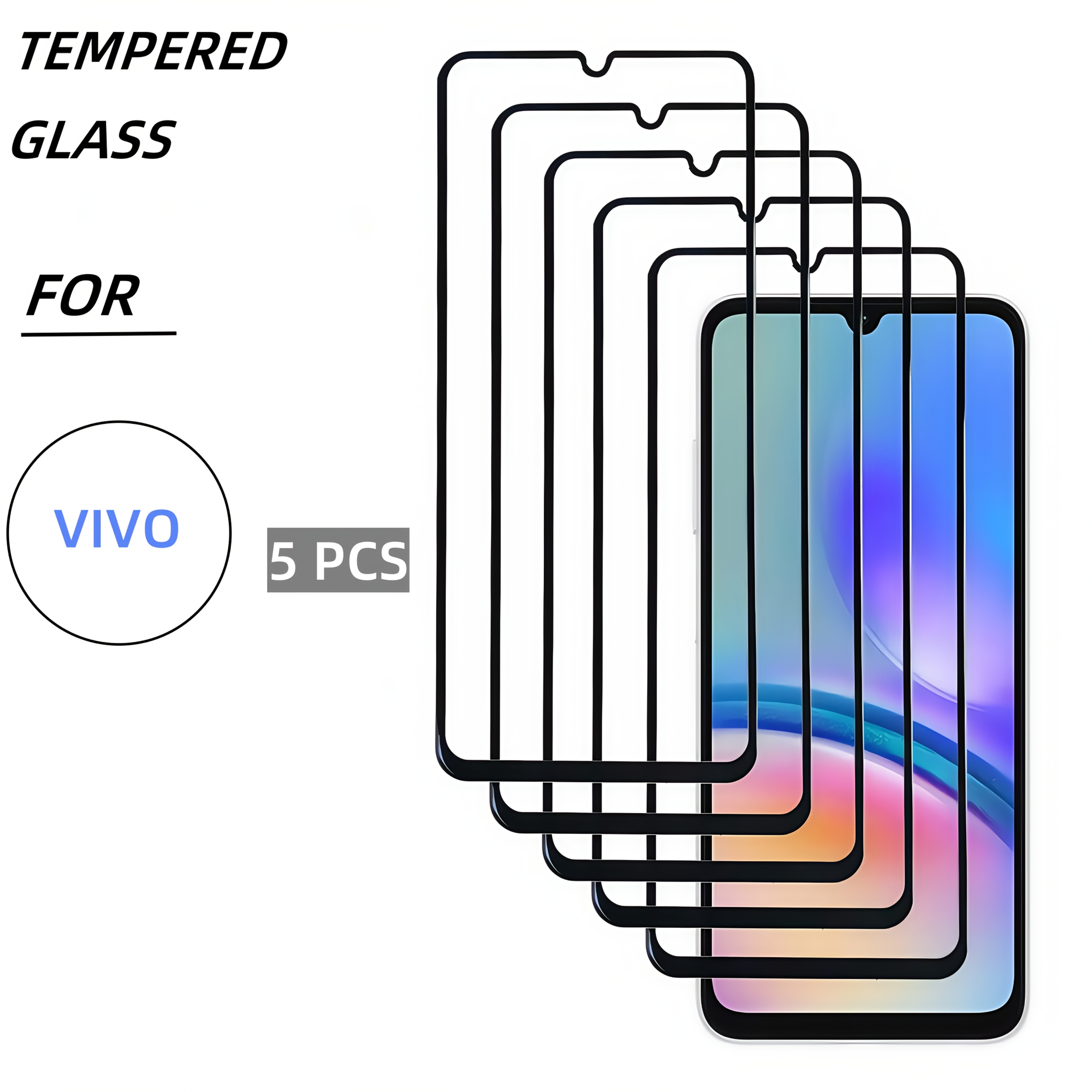 TEMU 5 pezzi Pellicola in Vetro Temperato ad Definizione a Adatta per VIVO Y22S/Y21S/Y33S/Y725G/Y93/Y28S/Y29S/V21 5G/V23 5G/V40LITE/V40SE/V29E.