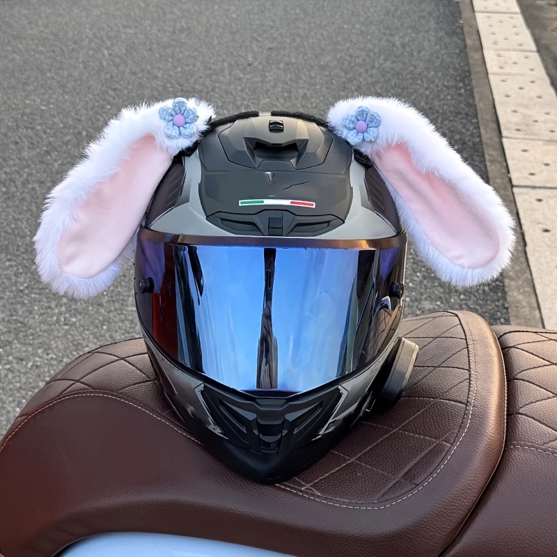 bike helmet bunny ears accessory cute rabbit ears soft plush pink