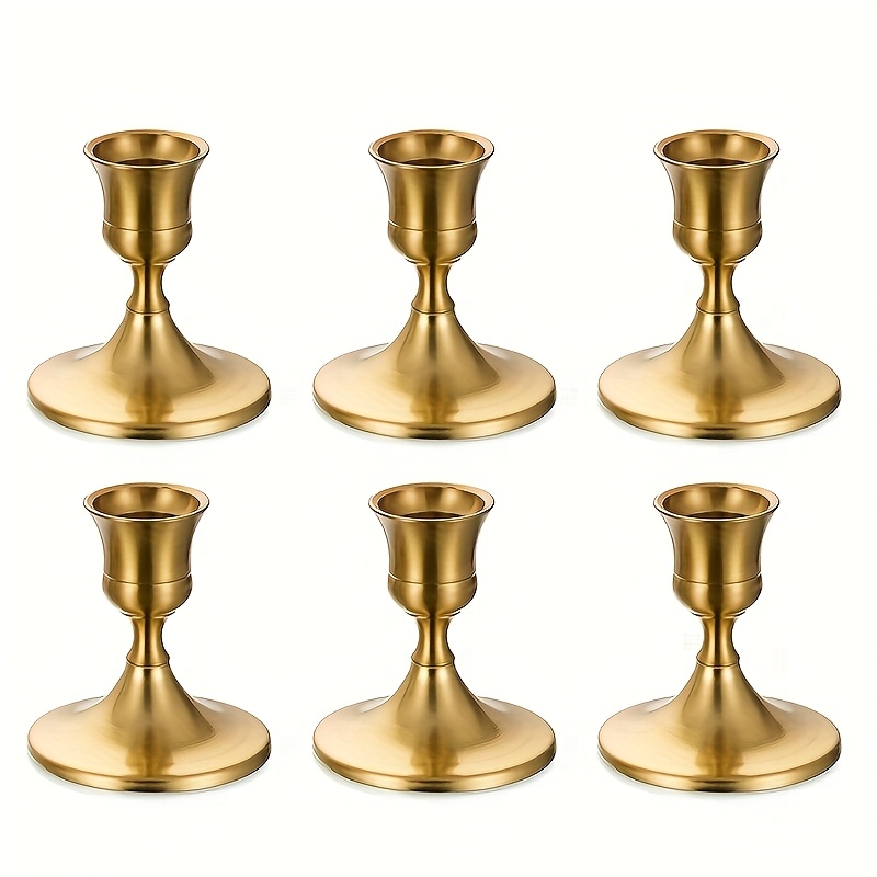 TEMU 3/6/12pcs European And American Candle Holder Set, Wedding Banquet Table Decoration, Birthday Party Couple's Dinner Romantic Atmosphere Candle