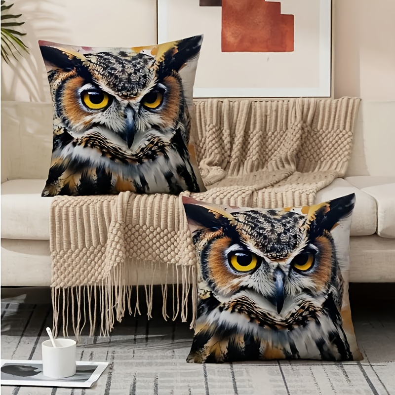 2個のフクロウのクッションカバー 17.7インチ×17.7インチ 現代的な