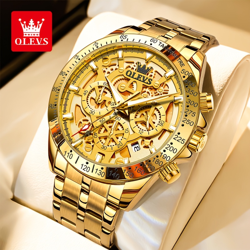 Image of Olevs Watch Men Stainless Steel Watches Luxury Chronograph Multifunction Men Wrist Watch With Date Classic Business Dress Watch For Men Gift For Men Reloj De Hombre