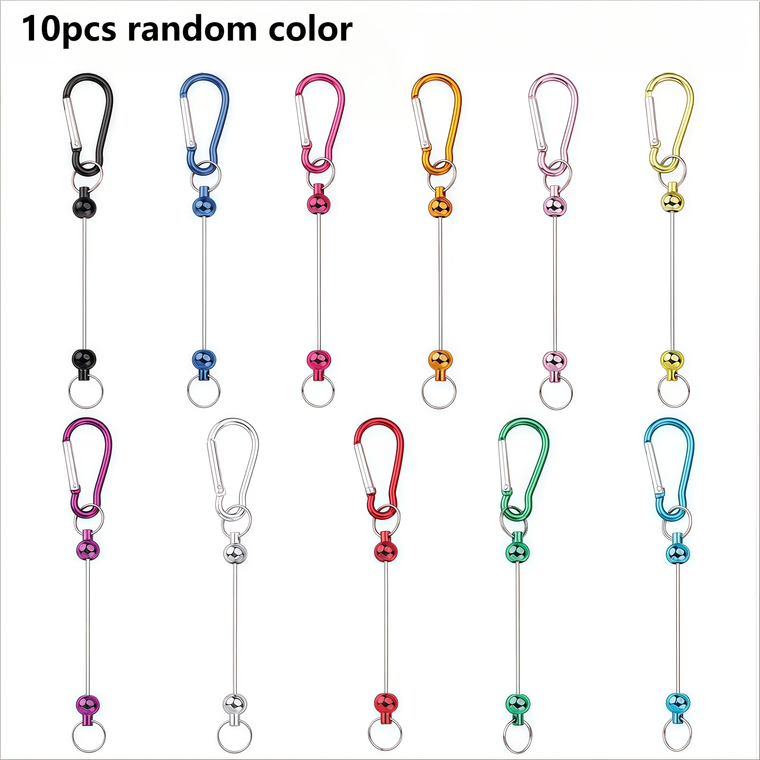 Image of 10pcs Random Color Diy Handmade Jewelry Keychains, Birthday Gifts For , Teachers, , Beadable Keychains, Suitable For Creative Gifts And Craft Accessories, With Beading Rods, For Halloween, Christmas