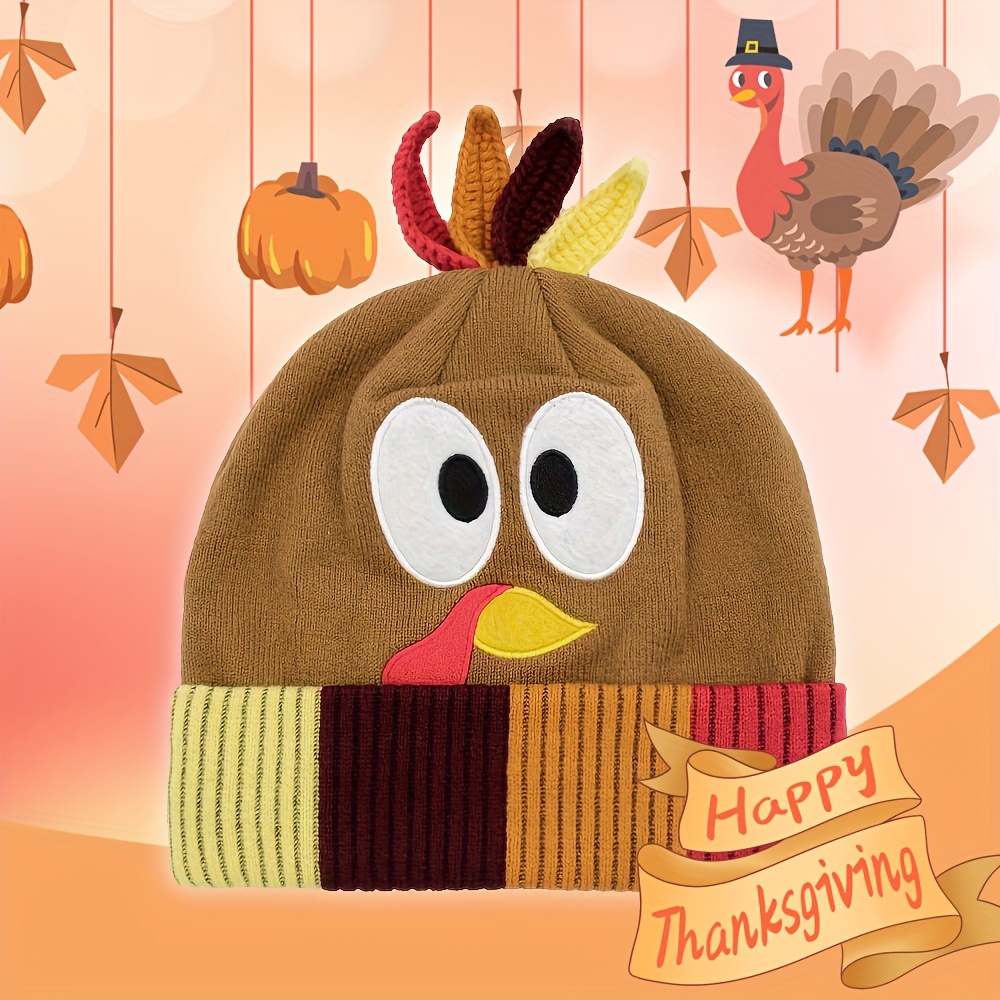 

Thanksgiving Turkey Beanie: Cute Knit Hat With For Comfortable Wear - Suitable For Parties And Dinners