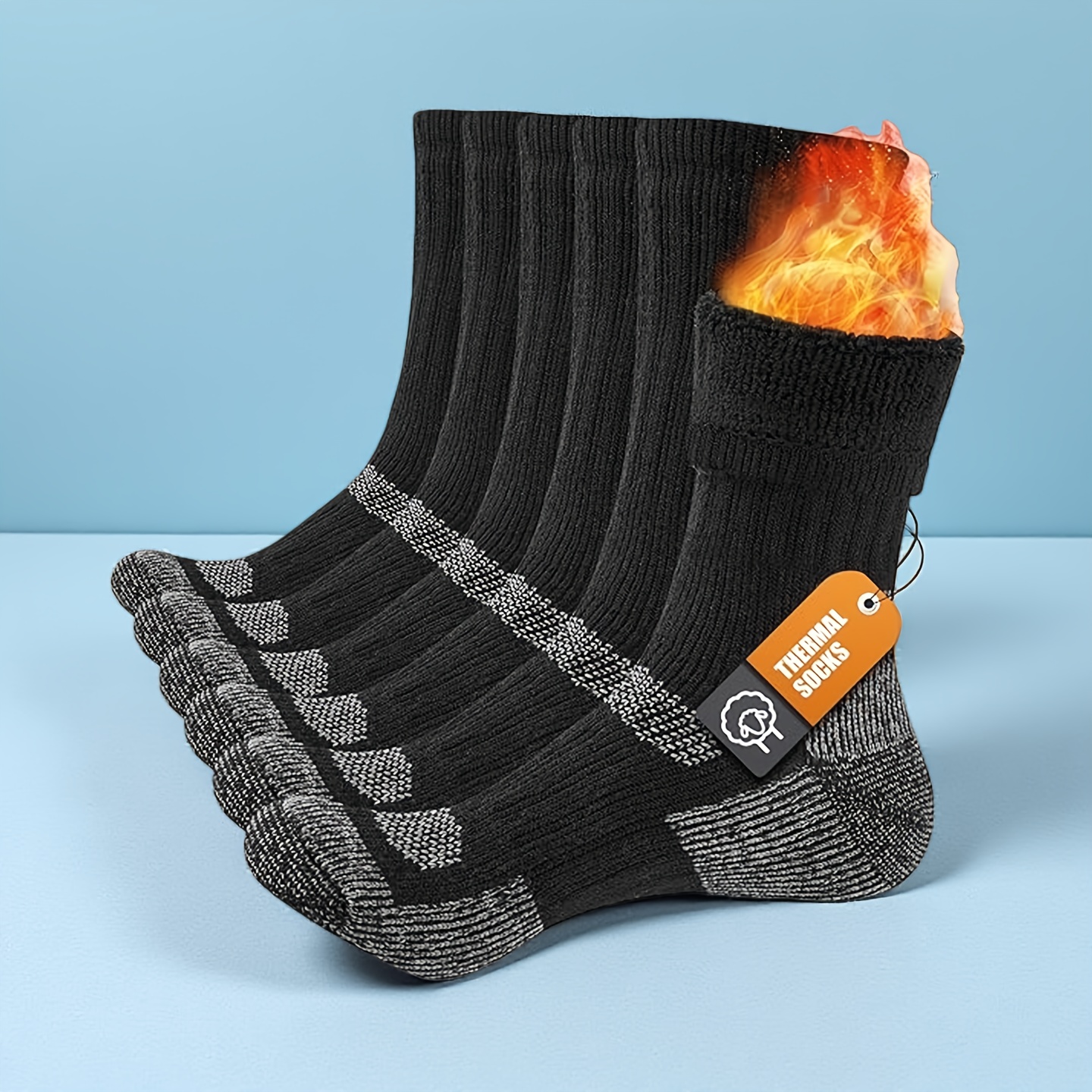 TEMU Velvet Velvet Hiking Cushion Socks Outdoor Velvet Socks 3 Pairs