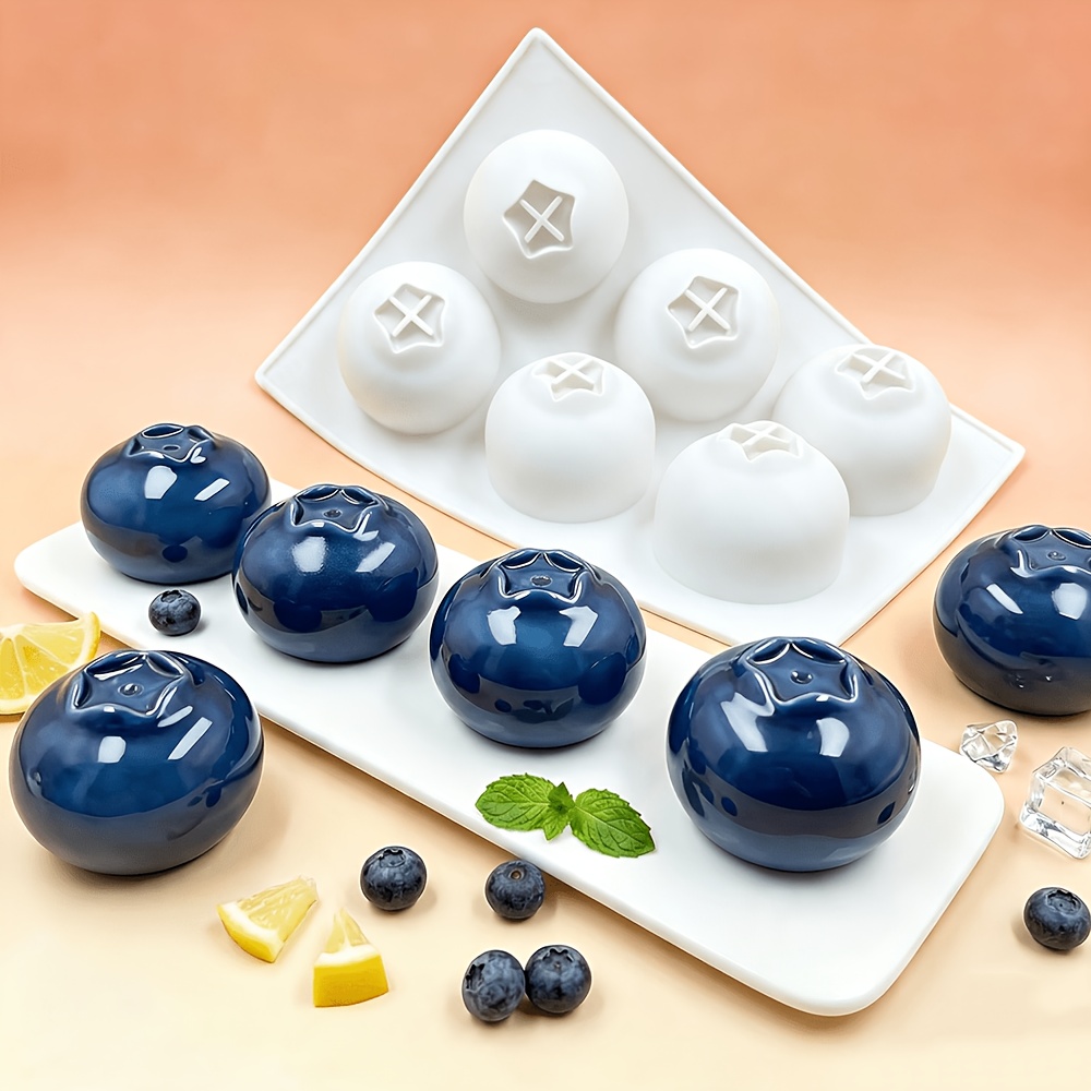 1pc Silicone Mousse Chocolate Mold | 3d Blueberry Shape With Leaf Decoration | And Easy Demolding, Reusable | Multi-functional Dessert Mold For Pastries And Cakes | Ideal For Home Baking