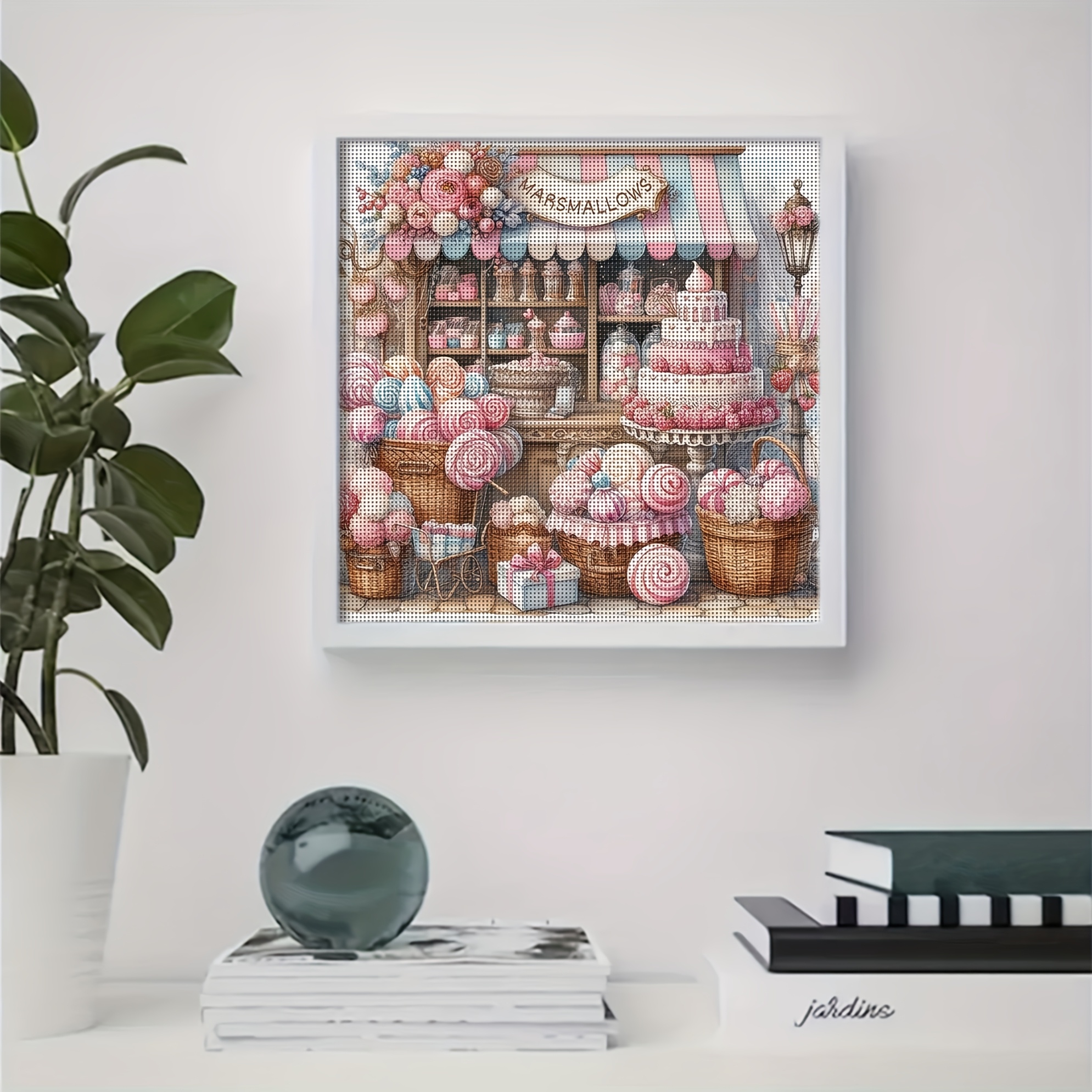 TEMU 1 Set - Creatieve Snoepwinkel Thema Kruissteek Schilderij Kit, DIY Unieke Borduur Naald en Draad Benodigdheden, 11CT Kruissteek Schilderij