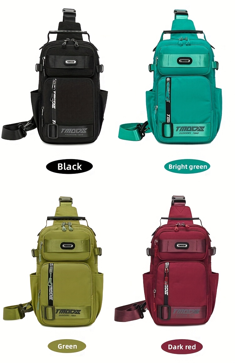 unisex chest backpack large capacity convertible crossbody handheld waist pack with multiple compartments padded shoulder straps waist clip for outdoor hiking gym travel durable casual outdoor bag 18 colors backpack for travel hiking essentials stylish outdoor gear secure zipper closure details 4