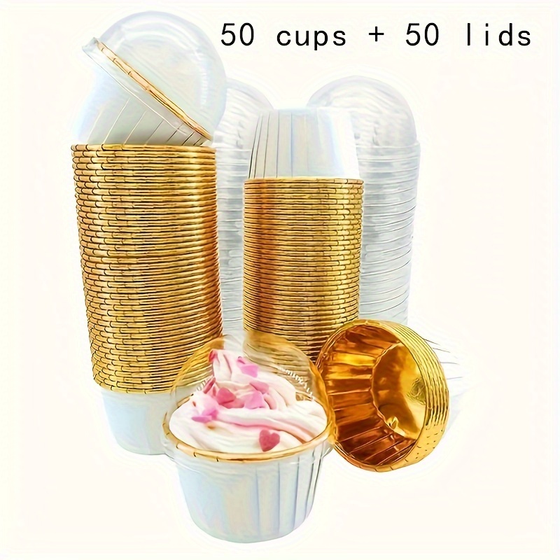 

100pcs & Set - 50 Liners , Disposable Ramekins For Parties & Restaurants