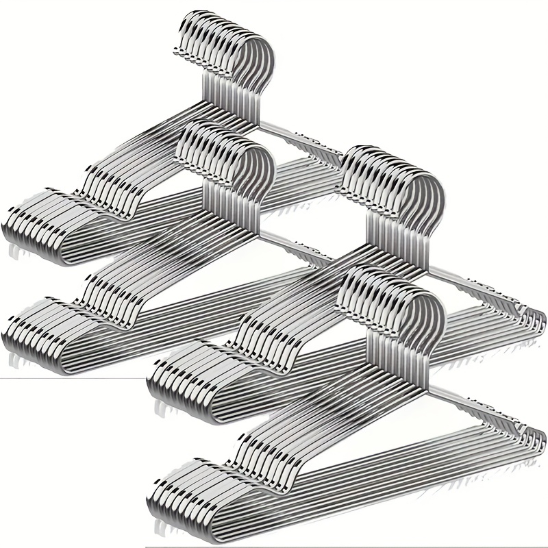 TEMU 40/80pcs Heavy-duty Stainless Steel Hangers, 16.54" Width - Space-saving Notch Shoulder Design With Swivel Hooks, Polished For Home, Dorm & |