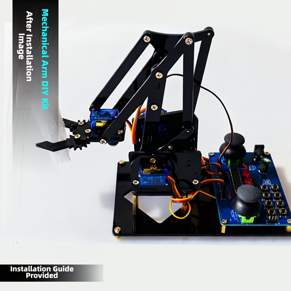 black robotic arm diy welding kit science teaching tool electronic circuit learning set     arm assembly model   welding practice board starter kit for electronics enthusiasts maker project kit stem teaching