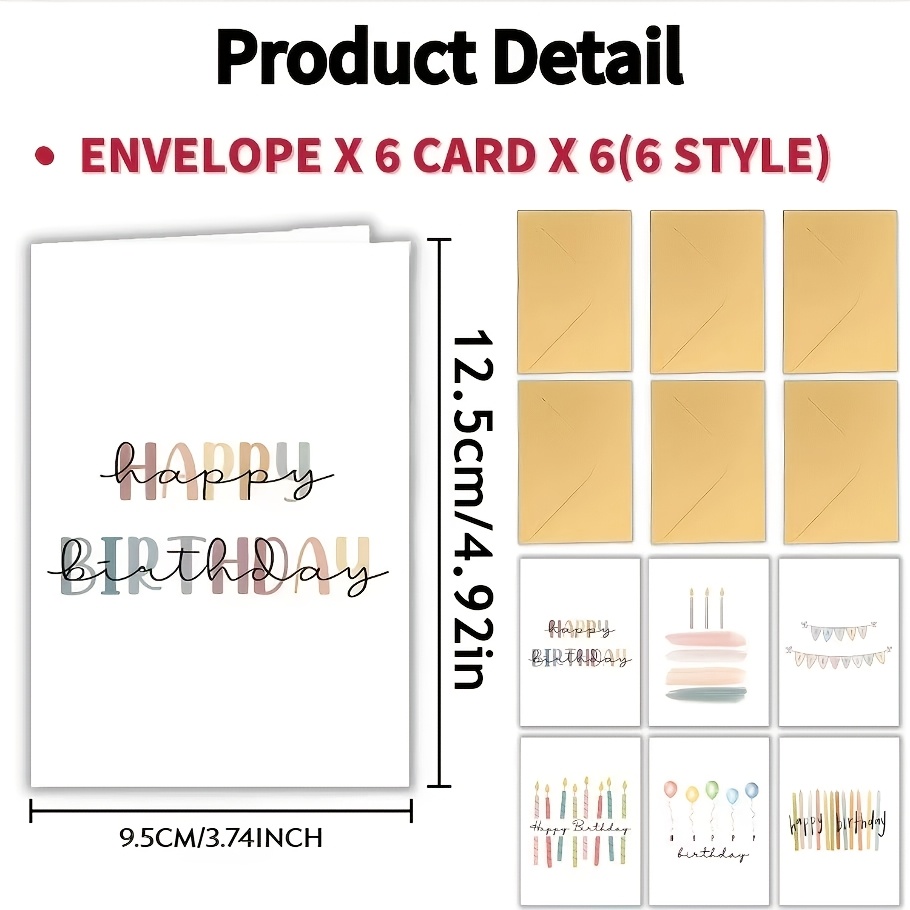 E-shop 12-teiliges Geburtstagskarten-Set mit Umschlägen, ideal zum Verschenken an Familie, Freunde Kollegen, einzigartige Geburtstagsgrußkarten,