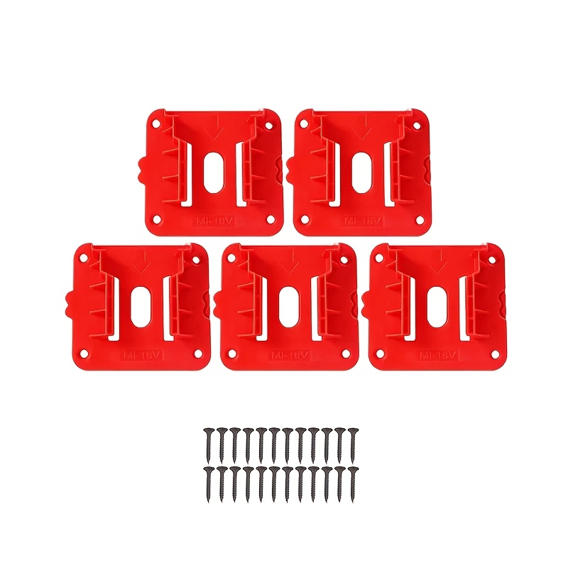 5-pack Holder - Durable Wall Mount Holders For Outdoor Storage, Work Van, Shelf, Toolbox Storage And Organization(includes 20 Screws, Batteries Not Included)