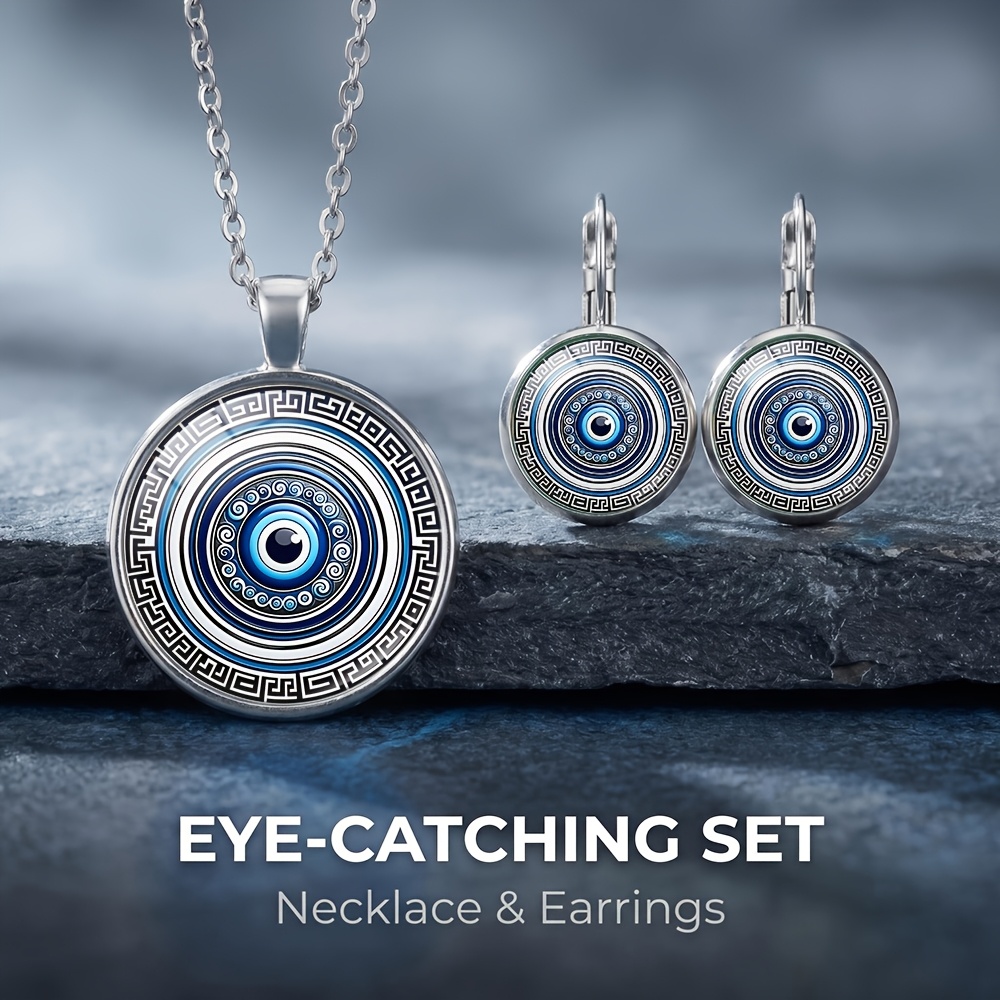 TEMU 3pcs Totem Necklace And Earring Set, Suitable For Daily Wear, Exquisite Small Gift