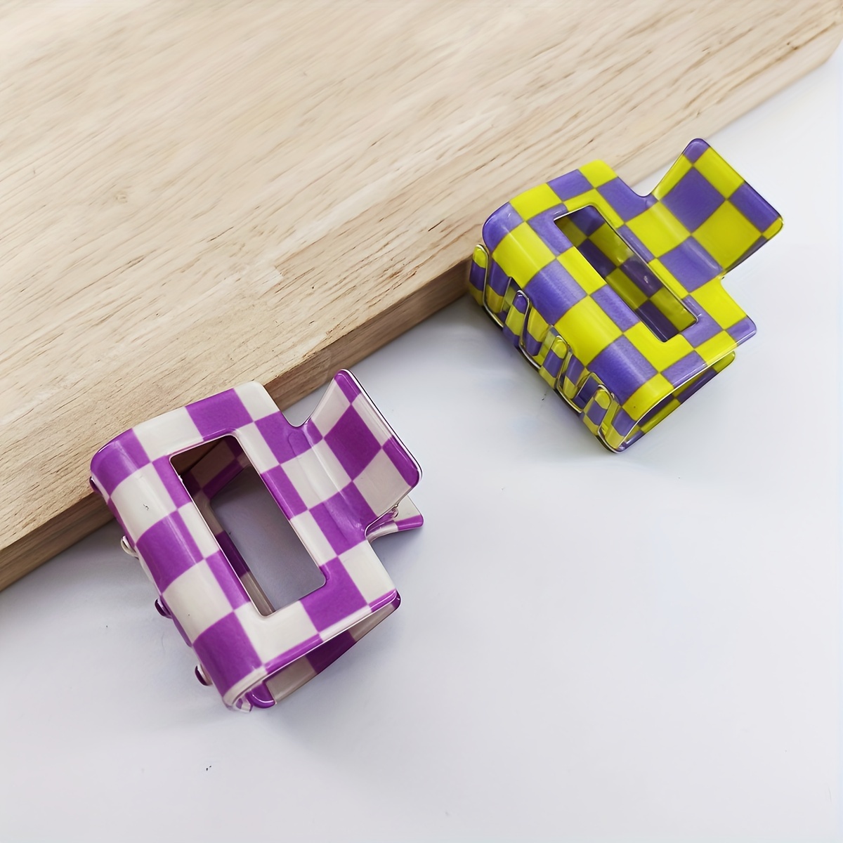 Image of 2pcs 5cm Small Rectangular Checkerboard Acrylic Gripper