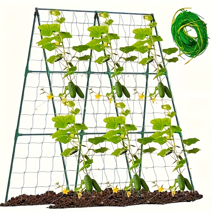 

[customer ] 1pc Garden Trellis Netting For Climbing Plants - Ideal For Flowers, Vegetables & - Green Plastic Lattice Fence, No Connectors Or Batteries Required