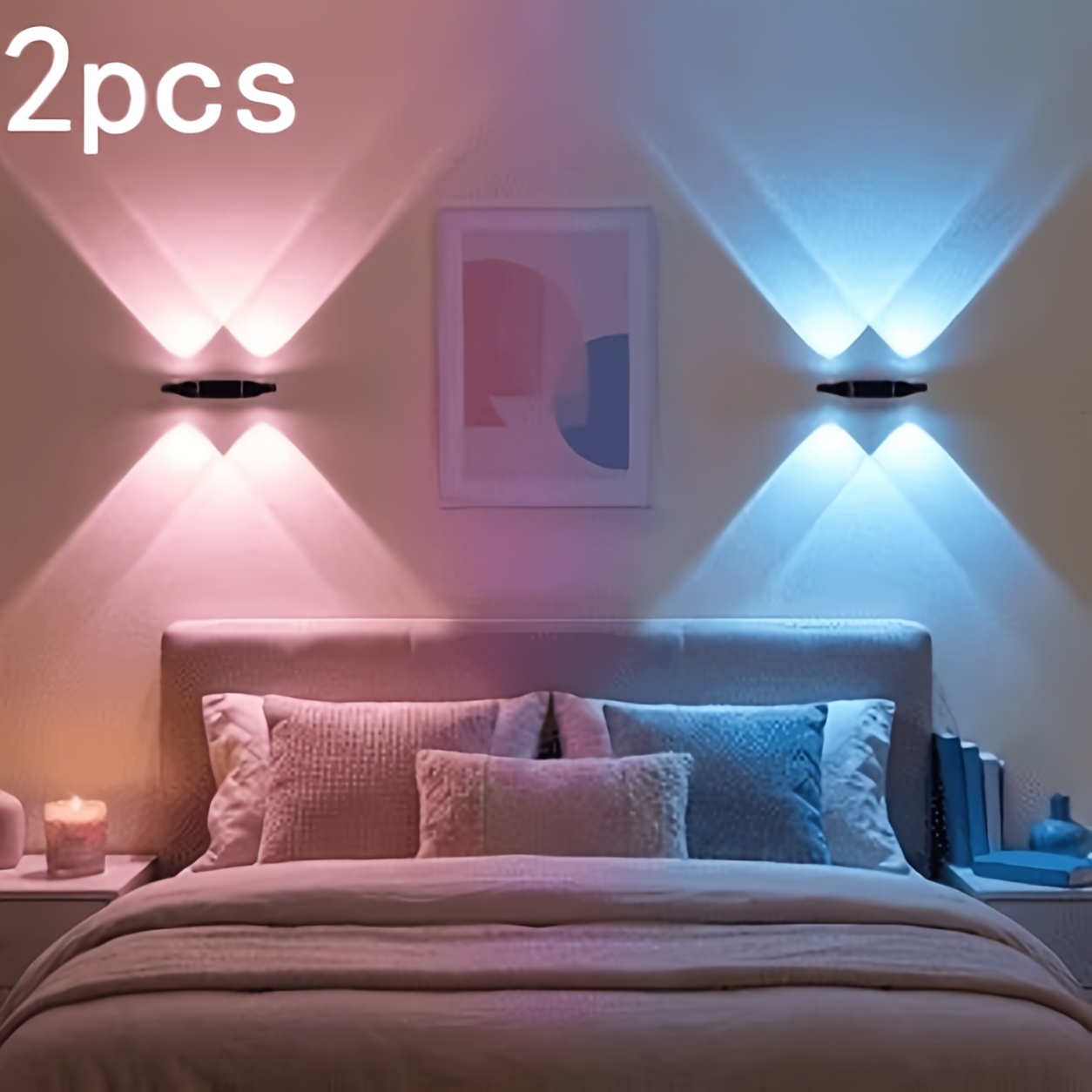 TEMU 2er-Set RGB 4-Augen LED Bewegungsmelder Lichter, Multicolor & 3-Farben Beleuchtungsmodi, Wiederaufladbarer USB-C, Weiß Einfach zu Installierende