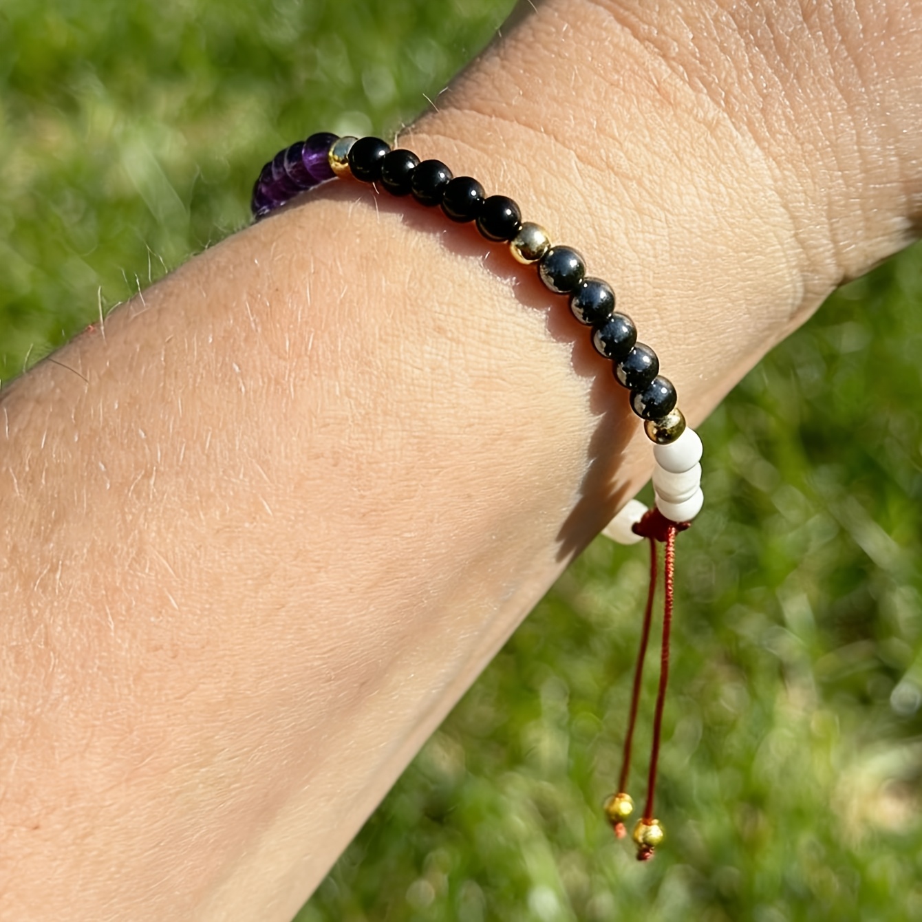 Handcrafted Adjustable Protection Bracelet with Natural Stones
