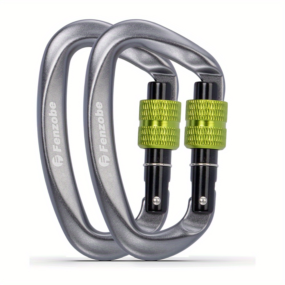 Image of Aluminum Alloy D-shaped Locking Screw Gate Outdoor For Camping, Backpacks, Dog Leashes, Keyrings (2 Packs) - Not For Activities