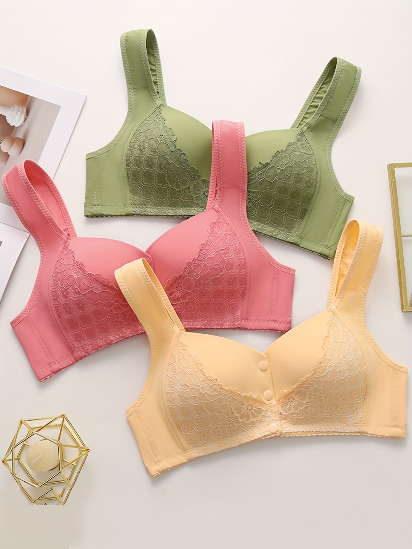 women bra front open thin comfortable breathable soft bra without steel ring thin section type mom breathable brassie women bra push up autumn winter lace bras underwear details 8