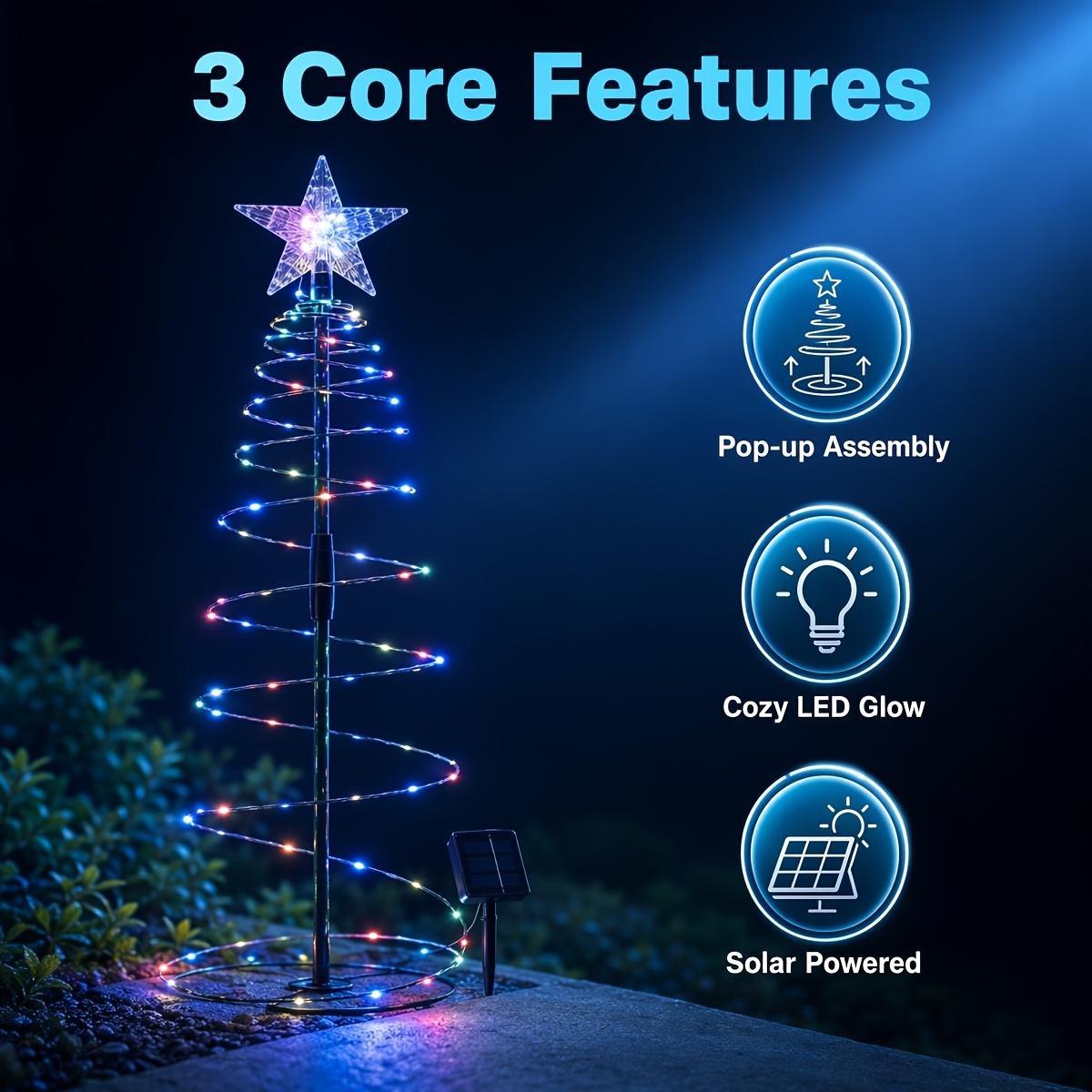 TEMU Christmas Solar Outdoor Lights Ip65 Waterproof Solar Powered Iron Christmas Tree Lights Led Outdoor Patio Garden Holiday Decoration Lawn Lights