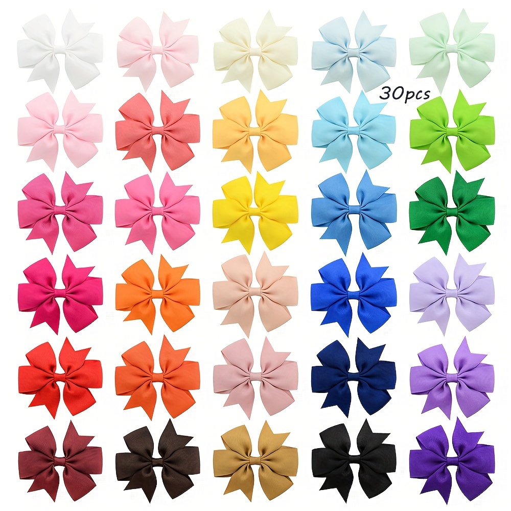 TEMU 30/60pcs Colored Striped Bow Hair Clips, Suitable For Party Styling, Perfect Gifts For Girls