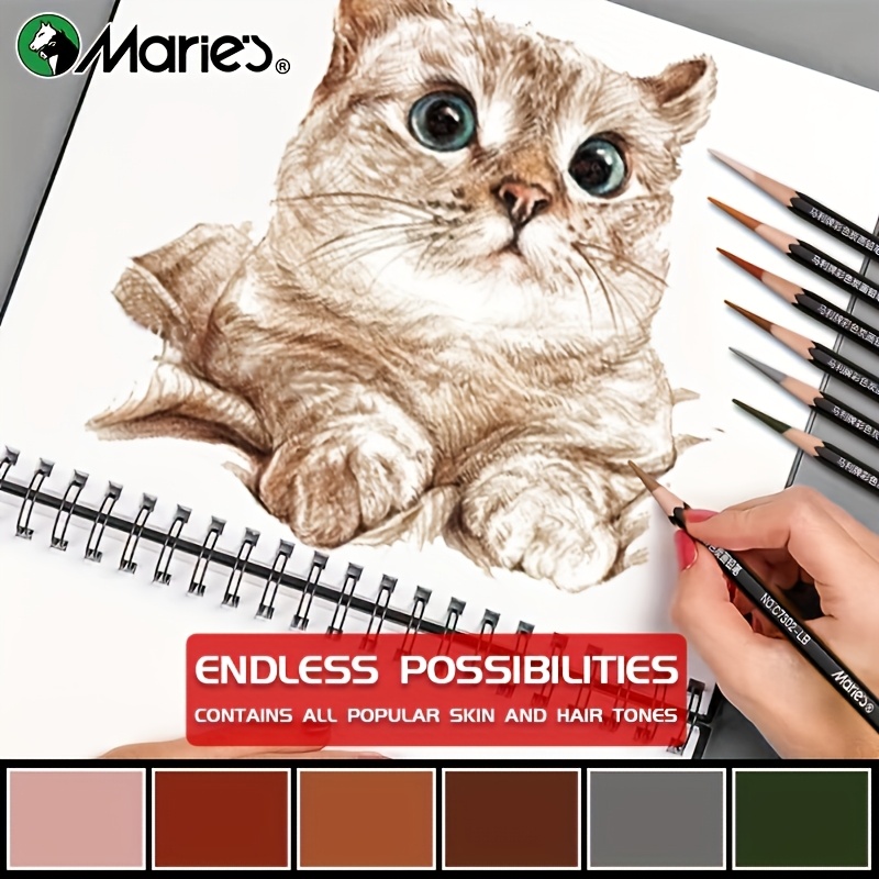 10pcs Skin Tone Colored Charcoal Pencils Drawing Set