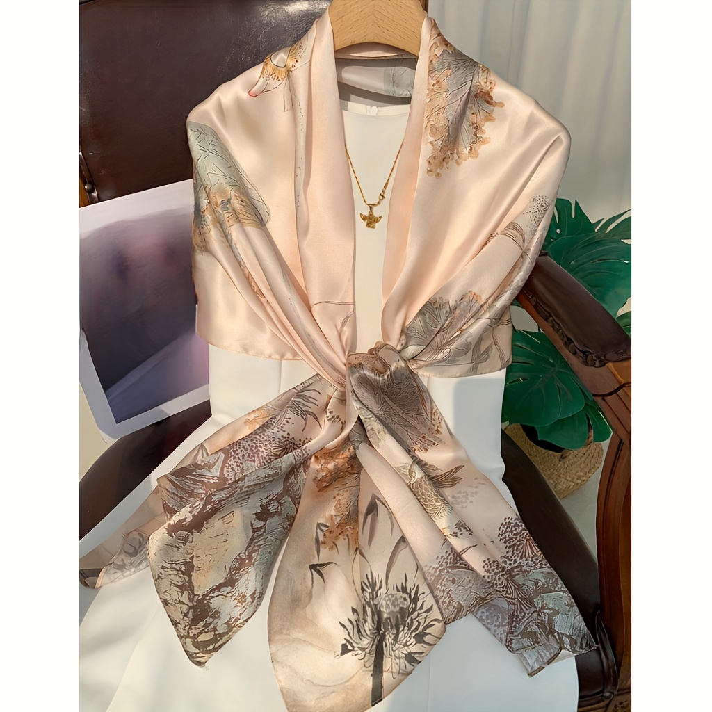 New Four Seasons Silk Scarf, Mulberry Silk Shawl for Women, Women's Day Gift for Mom, Gift for Elders, Mother's Day, 100% Silk, Mulberry Silk Satin, Size: 53×170cm Long Scarf