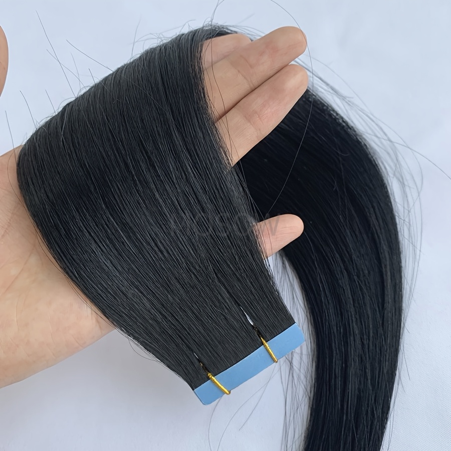 Hair Extensions Human Hair 20pcs Tape-ins For Women Straight Seamless Skin Weft Hair