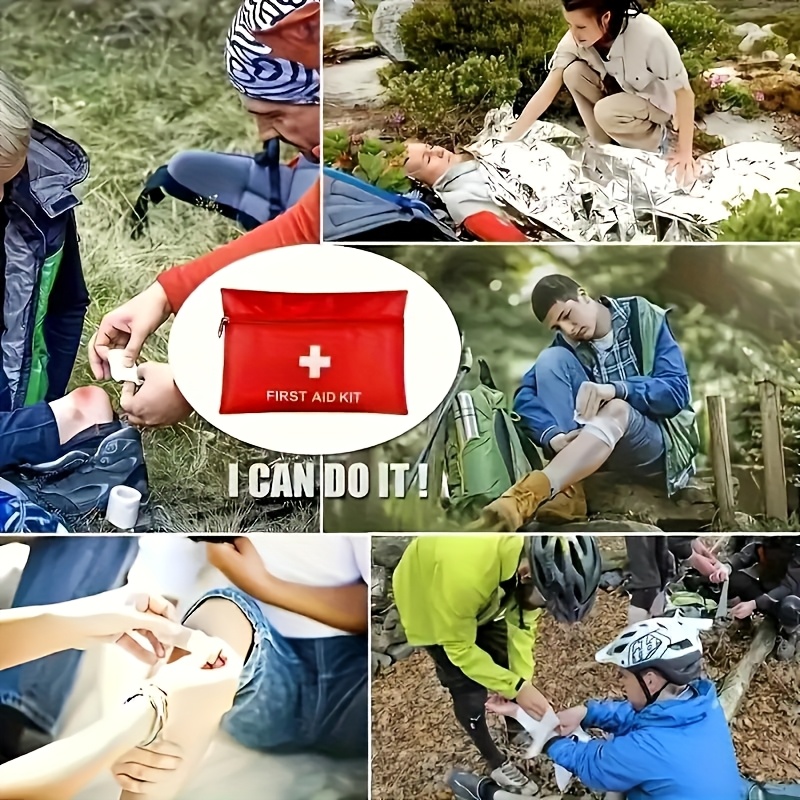 Complete First Aid Kit for Home, Car, Camping & Hiking - Includes Scissors and Tweezers | Portable & Durable | Multi-Purpose Outdoor Use | Red, Camping Essentials, Emergency Preparedness, Compact Design, Lightweight Kit, Sturdy Construction, Highquality Materials, Survival Gear, Home Safety, Outdoor Enthusiasts, First Aid Kit Fully Stocked, First Aid Kit For Salon, First Aid Kit, First Aid Kit, First Aid Kit Accessory, Emergency Pouch, Camping Supplies, Emergency Kit, Medicine