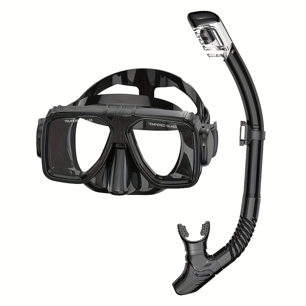 TEMU Large Frame Snorkeling Mask Dry Snorkel Set, Panoramic Snorkeling Gear